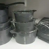 سرویش قابلمه ۱۵ پارچه دالغا با تابه رژیمی رنگ طوسی