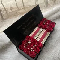 دسته گل و باکس روبانی