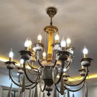 تولیدی لوستر،لوستر سنگی کلاسیک9شاخه برنج مدل فرشته|لوستر و چراغ آویز|اراک, |دیوار