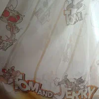 پرده حریر دو عدد با ملافه کارتونی و خالدار|پرده، رانر، رومیزی|اردبیل, |دیوار