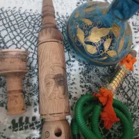 قلیان بزرگ چوبی تنه حکاکی شده