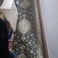 فرش کناره کرم سورمه ای