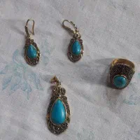 سرویس طلایی استیل وگردبندودستبند سنگ مرجان