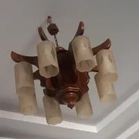 لوستر کار چوب هشت شاخه  و برنز سه شاخه