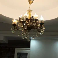 لوستر 10شعله پنج شاخه برنجی|لوستر و چراغ آویز|ازنا, |دیوار