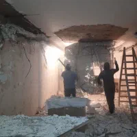 تخریب شومینه کاشی دیوار اپن کف .