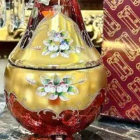 کریستال چک اگرمن لاله پارچ و لیوان آجیل خوری