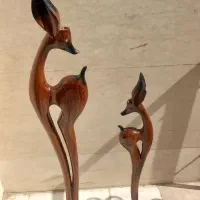 مجسمه تندیس ماکت غزال آهو جفتی چوبی