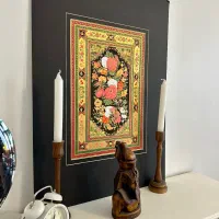 تابلو طلا کوب/طرح گل و پرنده