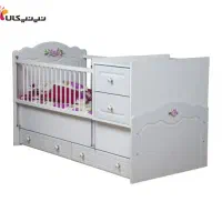 تخت کودک نوجوان و کالسکه خارجی عصایی قرمز رنگ