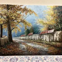 تابلو رنگ و روغن کوچه باغ