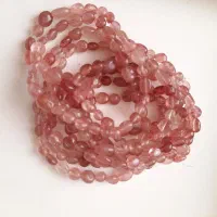 10 عدد دستبند کوارتز توت فرنگی طبیعی