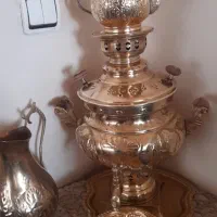 سماوربرنجی باروی میزی میزوپارچ باقوری کامل درحدنو