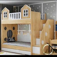 تخت خواب دوطبقه مدل کلبه کودک تختخواب سیسنونی