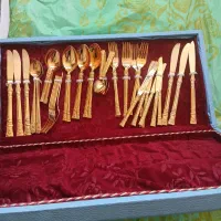 قاشق چنگال آب طلا . قهوه خوری پارچ و لیوان