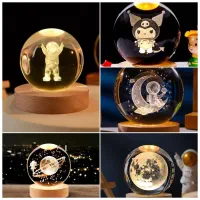 گوی کریستالی شیشه‌ای پایه چوبی چراغ خواب(درب منزل)