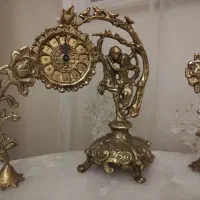 ساعت دکوری رو میزی برنزی و گلهای  برنزی رو میزی