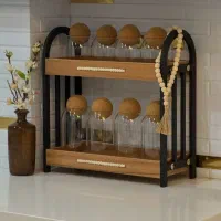 استند فلزی با طبقات چوب عالی|آب‌چکان و نظم‌دهنده ظروف|قزوین, |دیوار