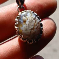 مدال نقره دست‌ساز و  سنگ شجر بهاری طبیعی|جواهرات|تبریز, |دیوار