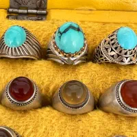 انگشتر عقیق تراش دار کهنه یمنی کلوخه فیروزه|جواهرات|مشهد, جانباز|دیوار