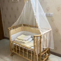 گهواره و تخت کنار مادر مدل آنجل چوبی نو و سالم