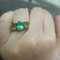 انگشتر نقره بانگین زمرد وزبرجد