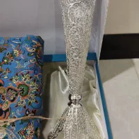 ست ترمه با گلدان ملیله کاری|صنایع دستی و سایر لوازم تزئینی|تهران, قاسم‌آباد|دیوار