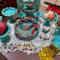 ست هفت سین شب چله ای سفالی آینه پتینه کاری نو