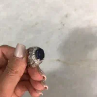 انگشتر جواهر برلیان و یاقوت کبود مردانه