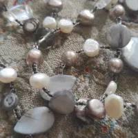 ریسه مروارید طبیعی و صدف تراش خورده