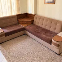 مبل ال ۵ نفره + میز کنج و دسته چوبی