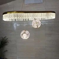 لوستر رینگ کریستال دو گوی آویز|لوستر و چراغ آویز|رشت, سعدی (تختی)|دیوار