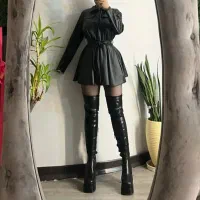 بوت چرم پاشنه بلند