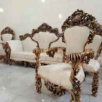 مبل سلطنتی 9نفره پنچشیری تمام چوب راش با جلو مبلی|مبلمان خانگی و میز عسلی|تبریز, |دیوار