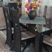 میز غذا خوری ۶نفره باشیشه میز