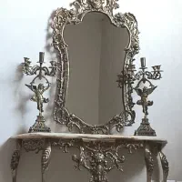 آینه و شمعدان  برنز