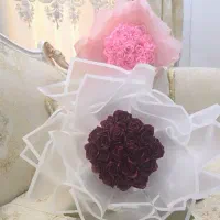 دو دسته گل آماده تحویل /گل ربانی روبانی شاین