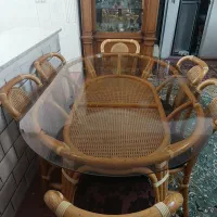 میز ناهارخوری ۶ نفره پایه محکم و سبک و شیشه ضخیم
