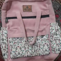 کیف دخترونه مخملی صورتی ملایم داخل چرم