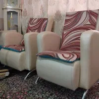 مبل کلاسیک پایه استیل چرم و پارچه ۸نفره