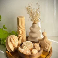 ست سینی سنگ مصنوعی و شمع|صنایع دستی و سایر لوازم تزئینی|شهریار, شهریار|دیوار