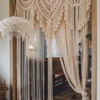 پرده مکرومه و رانر دیوارکوب رومیزی مکرومه