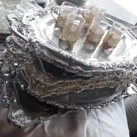 سینی و دیس  پایه دار سیلور  نوستالژی دور توری|ظروف سرو و پذیرایی|تهران, جمال‌زاده|دیوار