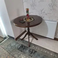 میز گرد چوب راش با قطر ۸۰همراه شیشه گرد