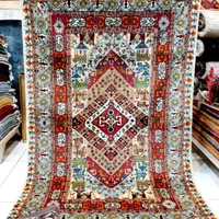 قالیچه سه متری کرم طرح کوبایی گل ابریشم قشقایی