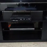 میز تلویزیون مشکی چوبی شیشه ای