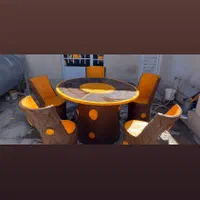 میز صندلی بتونی طرح چوب