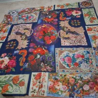 روسری ابریشم طرح گل و بلبل