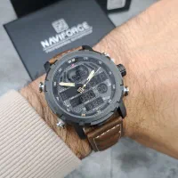 نیوی فورس اورجینال دوزمانه بندچرم درجه1 خوش استایل