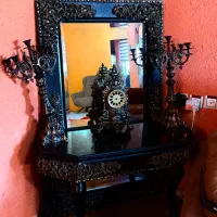 آینه شمعدان با میز و ساعت